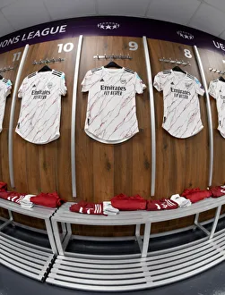 Arsenal Women V Paris Saint-Germain 2020 Prints: Arsenal Women vs Paris Saint-Germain: Quarterfinal Match Shirts in Changing Room - UEFA Women's Champions League