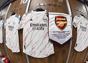 Arsenal Women vs Paris Saint-Germain: Quarterfinal Match Shirts in Changing Room - UEFA Women's Champions League