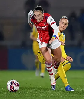 Arsenal Women V Reading Women 2021-22 Prints: Arsenal Women vs Reading Women: A Star-Studded Showdown - Caitlin Foord vs Sanne Troelsgaard