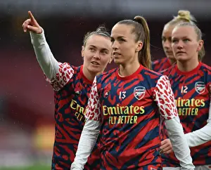 Arsenal Women V Tottenham Hotspur 2021-22 Prints: Arsenal Women vs. Tottenham Hotspur Women: Caitlin Foord and Lia Walti Prepare for Barclays FA WSL Showdown