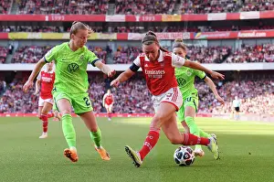 Arsenal Women V Vfl Wolfsburg 2022-23 Prints: Arsenal Women vs. VfL Wolfsburg: A Tense UEFA Champions League Semifinal (2022-23)