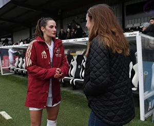 Images Dated 14th January 2024: Arsenal Women vs. Watford Women: Emily Fox and Heather O'Reilly Share Post-Match Moment at FA Cup