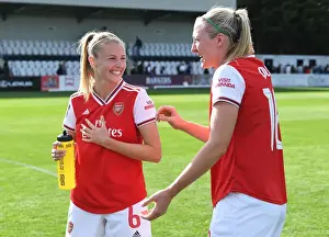 Arsenal Women V West Ham United 2019-20 Prints: Arsenal Women vs West Ham United: Leah Williamson and Louise Quinn Share a Moment After Match