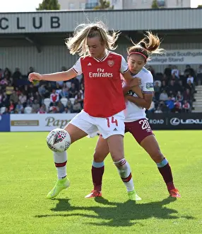 Arsenal Women V West Ham United 2019-20 Prints: Arsenal Women vs. West Ham United: A Tight WSL Showdown - Jill Roord Fends Off Opponent