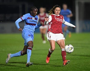 Images Dated 28th April 2021: Arsenal Women vs. West Ham United Women: FA WSL Rivalry in Empty Meadow Park Amidst the Pandemic