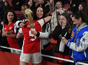 Arsenal Women V VfL Wolfsburg 2021-22 Prints: Arsenal Women's Champions League: Beth Mead Celebrates Quarter-Final Victory with Fans