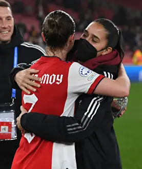 Arsenal Women V VfL Wolfsburg 2021-22 Prints: Arsenal Women's Champions League: Emotional Reunion of Rafaelle and Lotte at Emirates Stadium