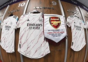 Images Dated 22nd August 2020: Arsenal Women's Champions League Quarterfinal: Match Shirts in Arsenal Dressing Room vs Paris