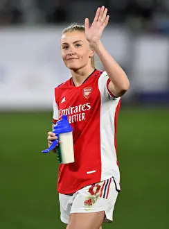 VfL Wolfsburg V Arsenal Women 2021-22 Prints: Arsenal Women's Champions League Triumph: Leah Williamson's Euphoric Moment at Volkswagen Arena