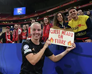 Olympic Lyonnais V Arsenal Women 2022-23 Prints: Arsenal Women's Champions League Victory: Beth Mead Celebrates with Fans after Olympique Lyonnais Match