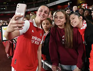 Arsenal Women V FC Zurich Frauen 2022-23 Prints: Arsenal Women's Champions League Victory: Lotte Wubben-Moy Celebrates with Adoring Fans
