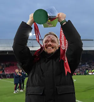 Arsenal Women V Chelsea Women - Conti Cup Final 2023 Prints: Arsenal Women's Coach Jonas Eidevall Celebrates Conti Cup Victory over Chelsea
