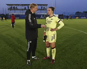 Arsenal Women's Coach Jonas Eidevall Congratulates Lotte Wubben-Moy after Everton Clash (Everton Women vs Arsenal Women, FA WSL 2021-22)