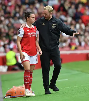 Arsenal Women V Tottenham Hotspur Women 2022-23 Prints: Arsenal Women's Coach Jonas Eidevall Guides Lotte Wubben-Moy at Emirates Stadium (2022-23 FA WSL): Arsenal vs
