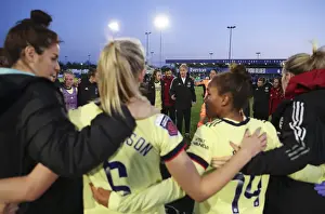Everton Women V Arsenal Women 2021-22 Prints: Arsenal Women's Coach Jonas Eidevall Speaks to Team After FA WSL Match