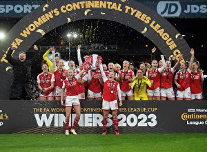 Arsenal Women V Chelsea Women - Conti Cup Final 2023 Prints: Arsenal Women's Conti Cup Triumph: Leah Williamson and Kim Little Lift the Trophy