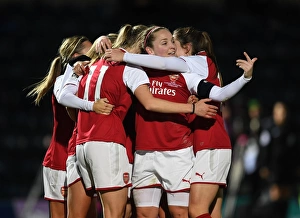 Arsenal Women V Manchester City Ladies - Continentail Cup Final Prints: Arsenal Women's Continental Cup Final: Miedema and Little Celebrate Goal Against Manchester City