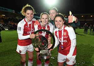 Arsenal Women's Continental Cup Triumph: Van de Donk, Janssen, Miedema, and Van Veenendall Celebrate with the Trophy