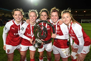 Arsenal Women's Continental Cup Victory: Celebrating with McCabe, Mead, van de Donk, Mitchell, and Williamson