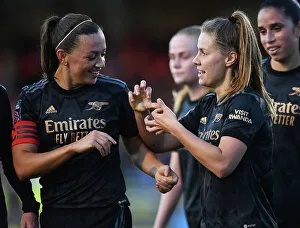 Brighton And Hove Albion Women V Arsenal Women 2022-23 Prints: Arsenal Women's Dominance: Pelova and McCabe Celebrate Four-Goal Blitz Against Brighton & Hove Albion