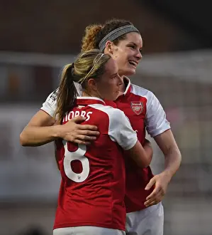 Arsenal Women V Reading Women 2017-18 Prints: Arsenal Women's Dominique Janssen and Jordan Nobbs Celebrate Goal Against Reading Ladies
