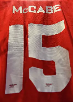 Arsenal Women's Dressing Room: Katie McCabe's Shirt Before Arsenal v VfL Wolfsburg Semifinal