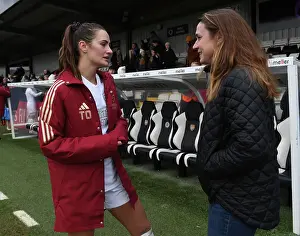 Arsenal Women V Watford Women 2023-24 Prints: Arsenal Women's Emily Fox and Heather O'Reilly Share Heartwarming Post-Match Moment at FA Cup Fourth Round