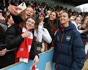 Images Dated 14th January 2024: Arsenal Women's FA Cup: Lotte Wubben-Moy Celebrates with Fans after Victory over Watford Women