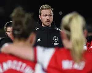 Arsenal Women V Coventry United Women 2021-22 Prints: Arsenal Women's FA Cup Quarterfinal Victory: Jonas Eidevall Celebrates with Team