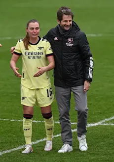Arsenal Women V Crystal Palace Women 2020-21 Prints: Arsenal Women's FA Cup Triumph: Manager Joe Montemurro Celebrates with Noelle Maritz