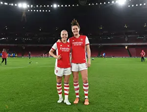 Arsenal Women V Tottenham Hotspur 2021-22 Prints: Arsenal Women's FA WSL Victory: Beth Mead and Jennifer Beattie Celebrate Triumph Over Tottenham Hotspur