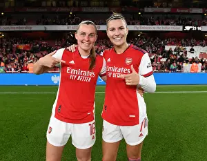 Arsenal Women V Tottenham Hotspur 2021-22 Prints: Arsenal Women's FA WSL Victory: Maritz and Catley Celebrate Over Tottenham