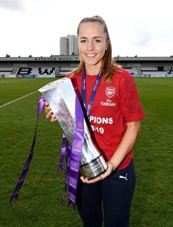 Images Dated 11th May 2019: Arsenal Women's Football Team: Celebrating WSL Title Victory with Lia Walti and the Trophy