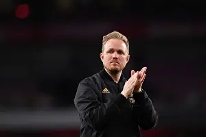 Arsenal Women's Historic Champions League Victory: Jonas Eidevall Celebrates with Fans at Emirates Stadium