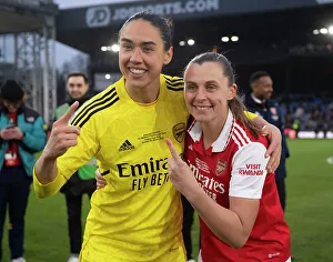 Arsenal Women V Chelsea Women - Conti Cup Final 2023 Prints: Arsenal Women's Historic FA WSL Cup Victory: Noelle Maritz and Manuela Zinsberger Celebrate Overpowering Chelsea