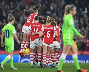 Arsenal Women V VfL Wolfsburg 2021-22 Prints: Arsenal Women's Historic Quarterfinal Victory: Lotte Wubben-Moy Scores the Goal Against VfL Wolfsburg