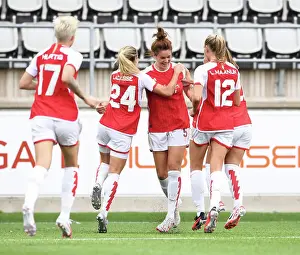 Arsenal Women V Paris FC 2023-24 Prints: Arsenal Women's Historic UEFA Champions League Victory: Jennifer Beattie Scores Double Against Paris FC (2023-24)