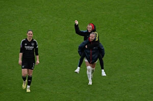 Arsenal Women v Chelsea Women 2023-24 Collection: Arsenal Women's Historic Victory: Mead, Williamson, and Zinsberger Celebrate Barclays Super League