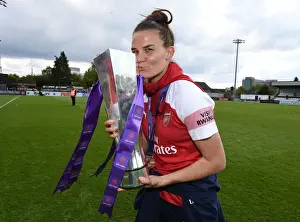 Arsenal Women V Manchester City Women 2018-19 Prints: Arsenal Women's Historic WSL Title Win: Katrine Veje Celebrates with the Trophy