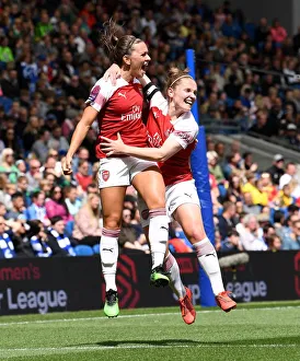 Brighton And Hove Albion Women V Arsenal Women 2018-19 Prints: Arsenal Women's Katie McCabe and Kim Little Celebrate Goal Against Brighton & Hove Albion Women