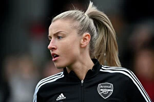 Images Dated 3rd April 2023: Arsenal Women's Leah Williamson Pre-Match Warm-Up vs Manchester City at Meadow Park