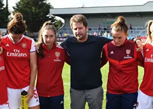 Arsenal Women V West Ham United 2019-20 Prints: Arsenal Women's Manager Joe Montemurro Addresses Team in Post-Match Huddle (Arsenal Women vs West Ham United)