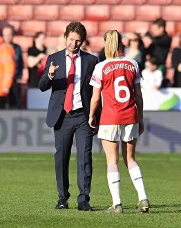 Arsenal v Manchester City - Continental Cup Final 2019 Collection: Arsenal Women's Manager Joe Montemurro Consoles Leah Williamson after FA WSL Continental Cup Final