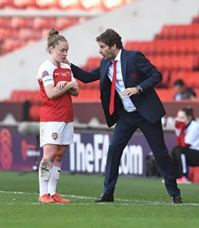 Arsenal V Manchester City - Continental Cup Final 2019 Prints: Arsenal Women's Manager Joe Montemurro Gives Instructions to Kim Little in FA WSL Continental Cup Final against