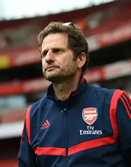 Arsenal Women's Manager Joe Montemurro Pre-Match at Emirates Stadium Against Bayern Munich