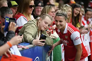Arsenal Women's Player Steph Catley Interacts with Fan after Chelsea Match