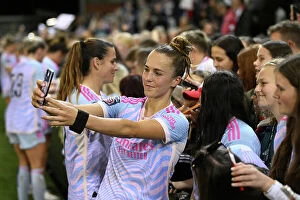 Manchester United Women v Arsenal Women 2023-24 Collection: Arsenal Women's Players Mingle with Fans after Manchester United Clash in Barclays Super League