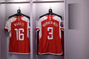 Arsenal Women V West Ham United Women 2023-24 Prints: Arsenal Women's Pre-Match Focus: Readiness in the Dressing Room vs West Ham United