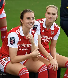 Arsenal Women Squad 2022-23 Prints: Arsenal Women's Squad 2022-23: United in Team Photo - Lotte Wubben-Moy and Vivianne Miedema
