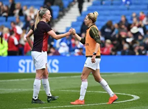 Brighton And Hove Albion Women V Arsenal Women 2018-19 Prints: Arsenal Women's Squad: Louise Quinn and Janni Arnth Prepare for FA WSL Match against Brighton & Hove Albion Women